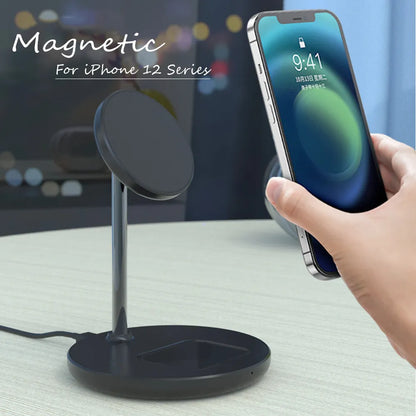 2 in 1 Magnetic Wireless Charger Stand For iPhone 13 12 Pro Max Mini Airpods Fast Charging Station Dock Mobile Phone Chargers