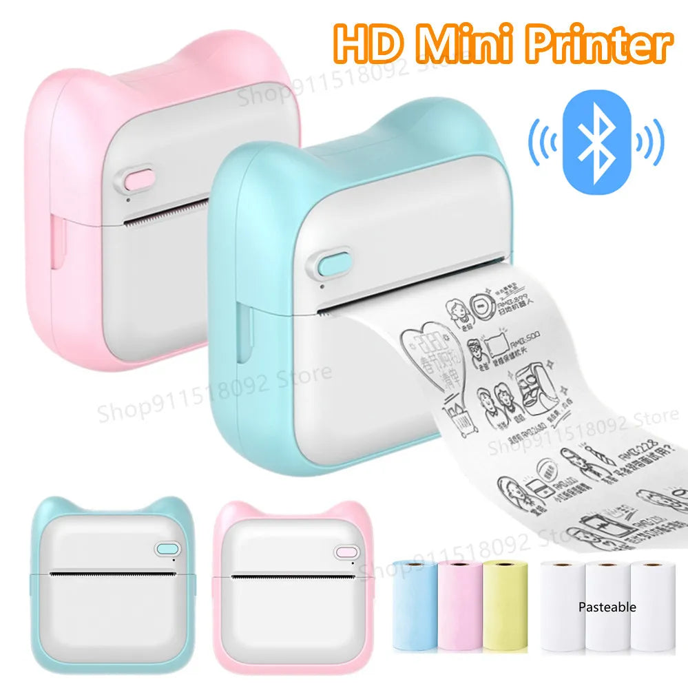 Mini Printer Thermal Portable Label Printers Stickers Bluetooth Inkless impressora portatil For Mobile Phone 57mm Sticker Paper