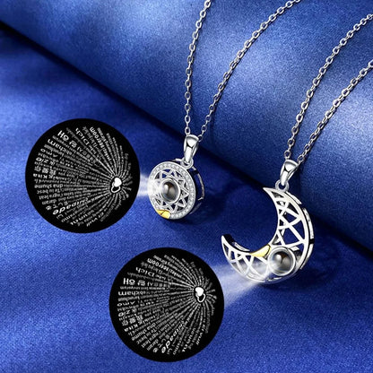 Fashion Couple Matching Necklace Sun Moon Necklaces for Lovers Gift Heart Magnetic Paired Pendant Jewelry Chain Choker 2 PCS/Set